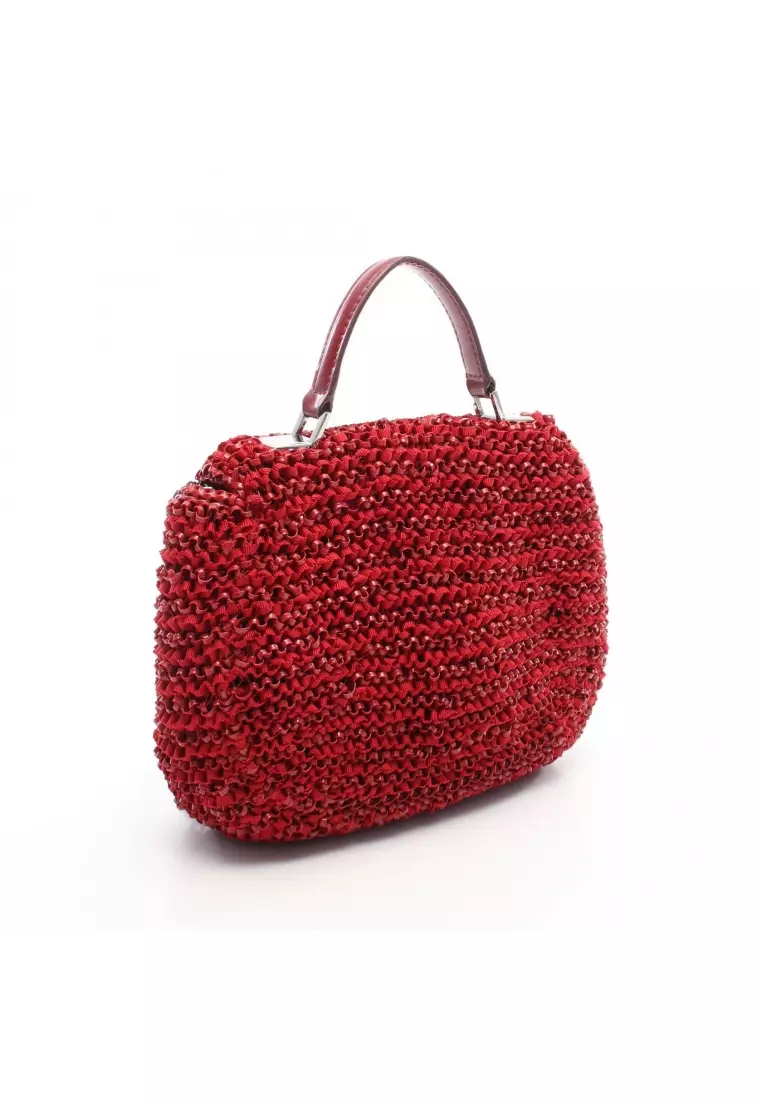 Pre-Loved Anteprima wire bag Handbag PVC fabric Patent leather Red 2WAY