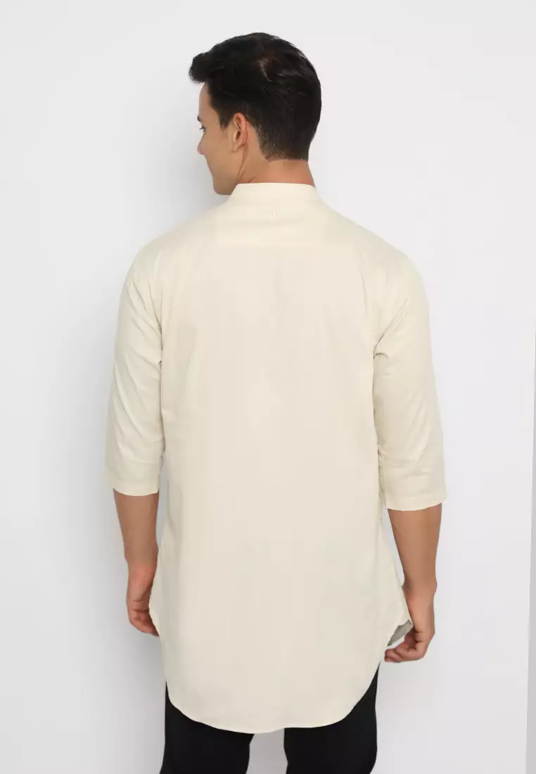 Jobb Rumi Baju Koko Pria Kurta Lengan Pendek Regular Fit Khaki