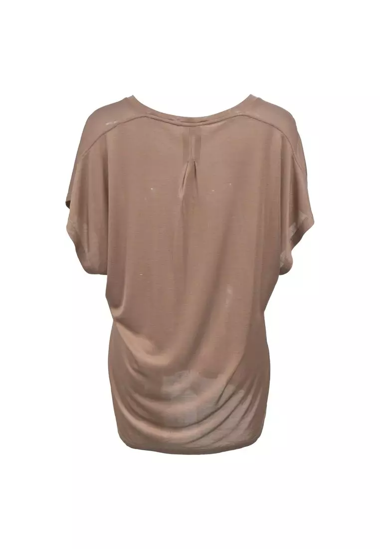 Pre-Loved Saint Laurent Dolman Sleeve Top In Beige Polyester