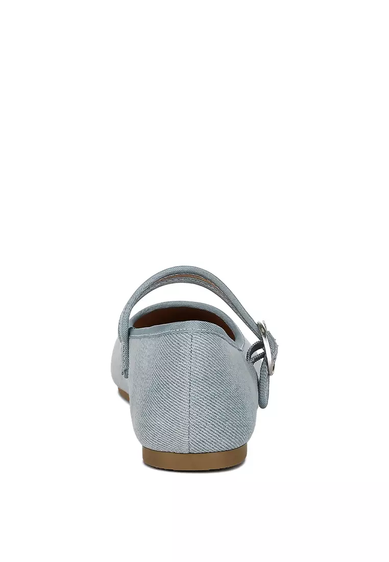 Blue Classic Denim Pin Buckle Ballerinas