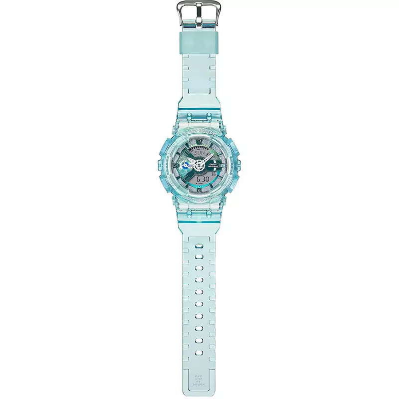 Jam Tangan Wanita Casio G-Shock GMA-S110VW-2ADR Virtual World Series Digital Analog Dial Transparent Blue Resin Band