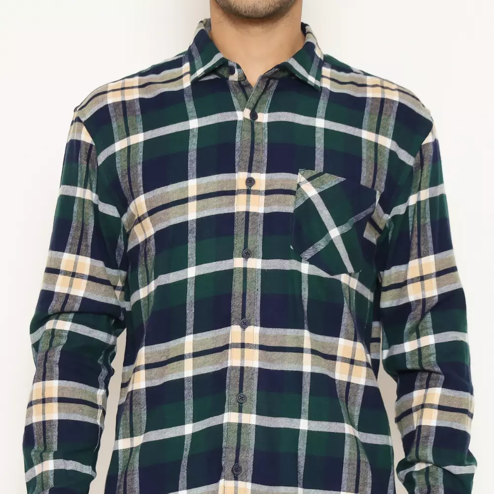 AMK Kemeja Pria Flannel Lengan Panjang SHF KENZO L/S GREEN