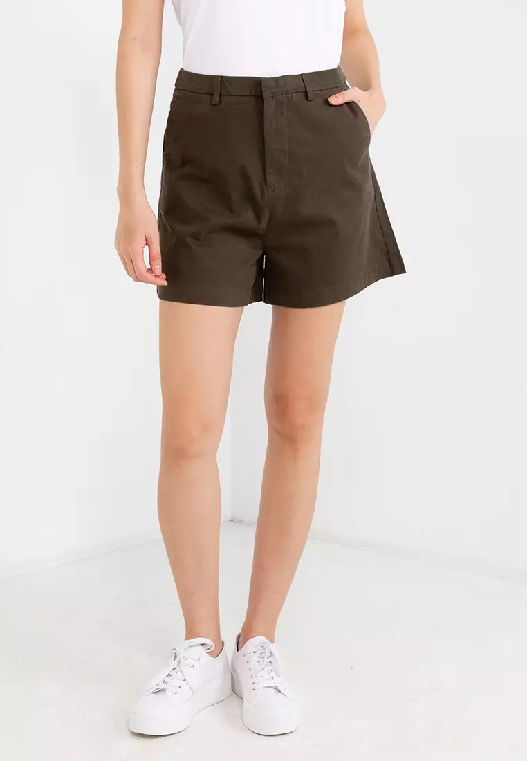Hi Rise Twill Shorts