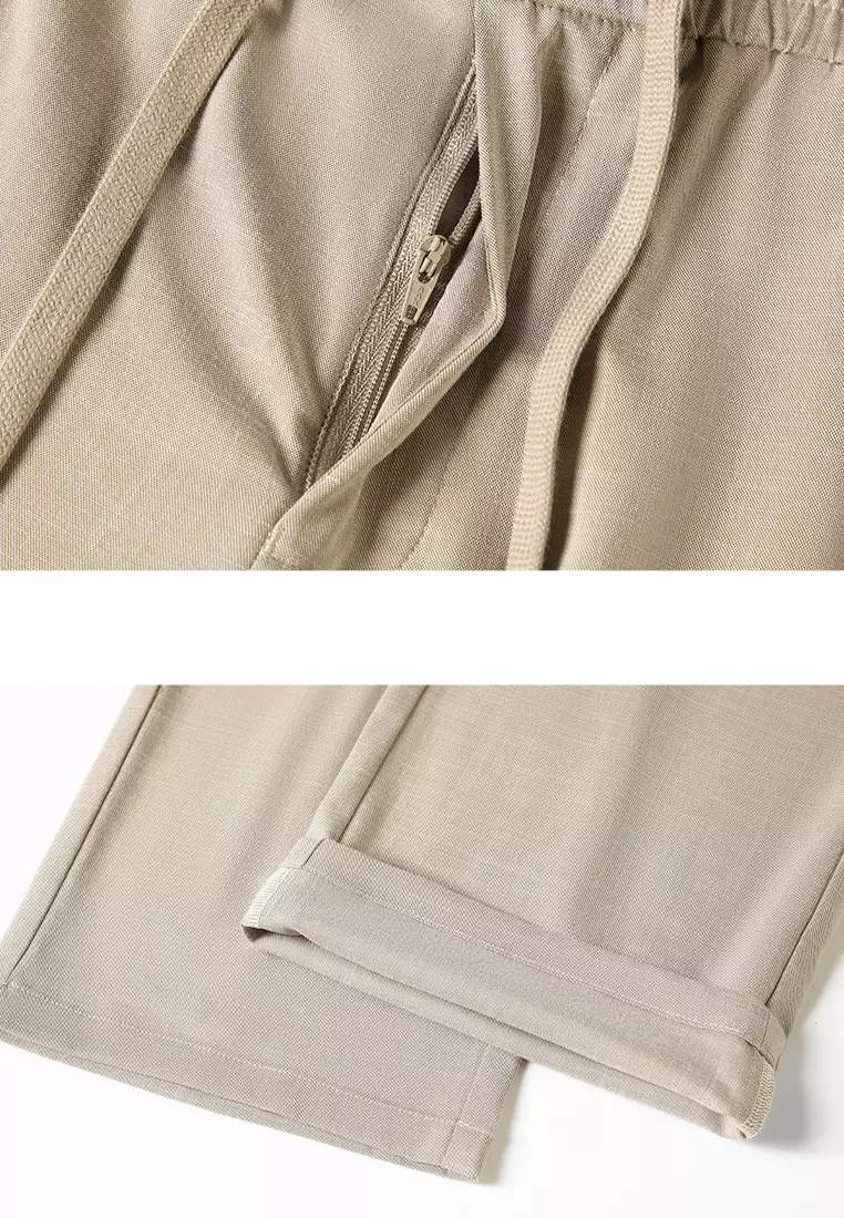 冰絲感亞麻直筒休閒褲 WK-GF6103