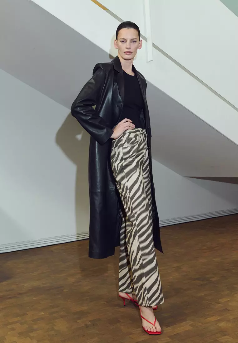 Zebra-Print Straight-Fit Jeans