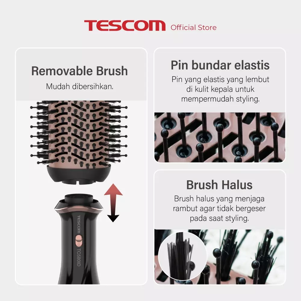 Tescom Gloss Pro 2in1 Volume Airstyler - Hair Dryer / Sisir Angin Blow & Pengering Rambut TC580ID