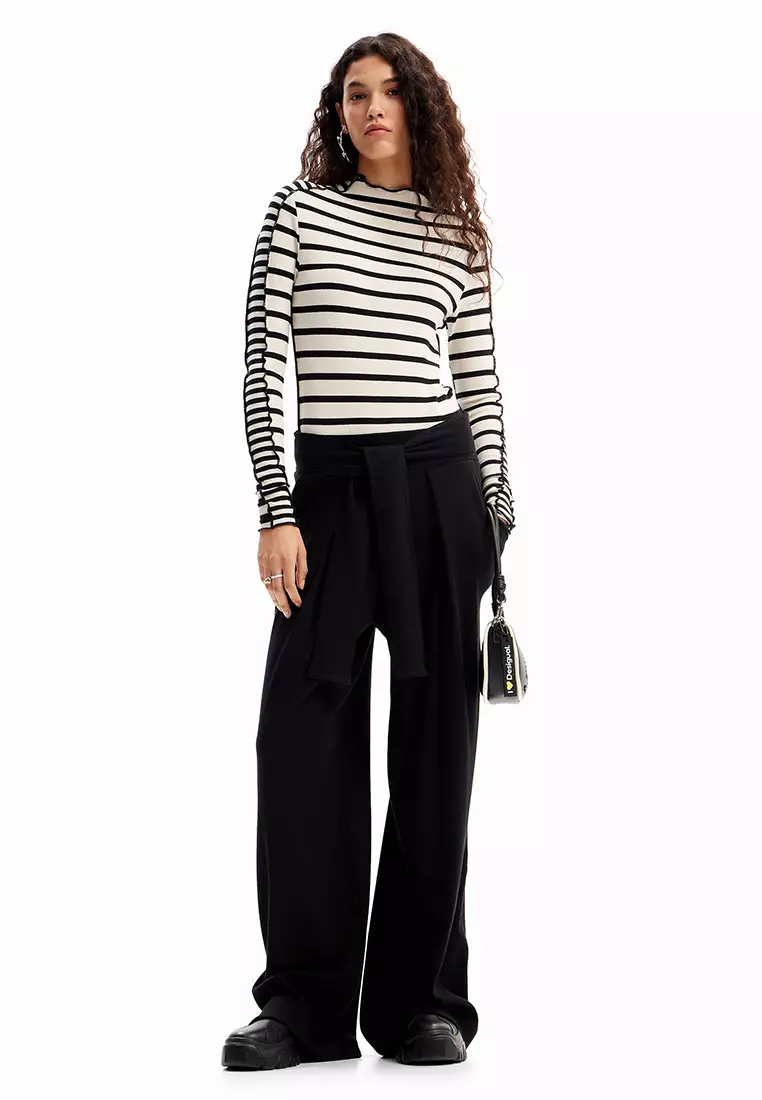 Desigual Woman Striped patchwork T-shirt.