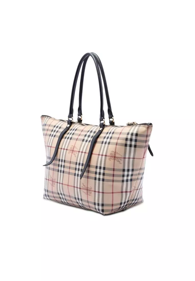 Pre-Loved Burberry Medium Haymarket Check Coated Canvas Salisbury Tote