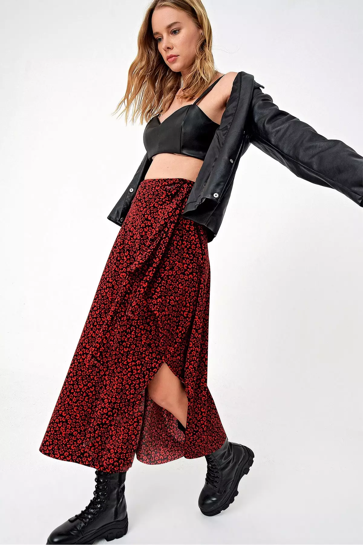 Asymmetric Cut Waist Tie Skirt