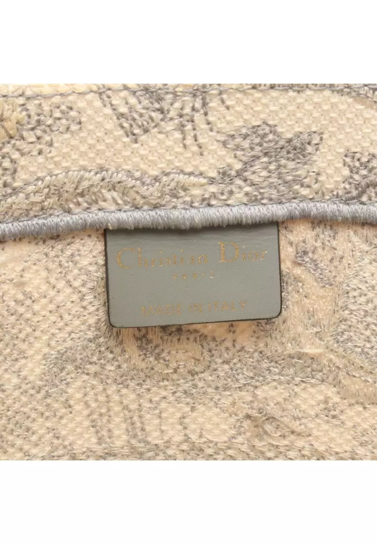 Pre-Loved Christian Dior BOOK TOTE book tote medium bag Toile De Jouy Handbag tote bag canvas ivory Light gray
