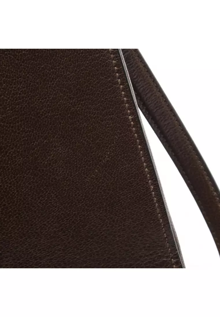 Pre-Loved MIU MIU MADRAS Madras 2WAY Handbag tote bag leather Dark brown