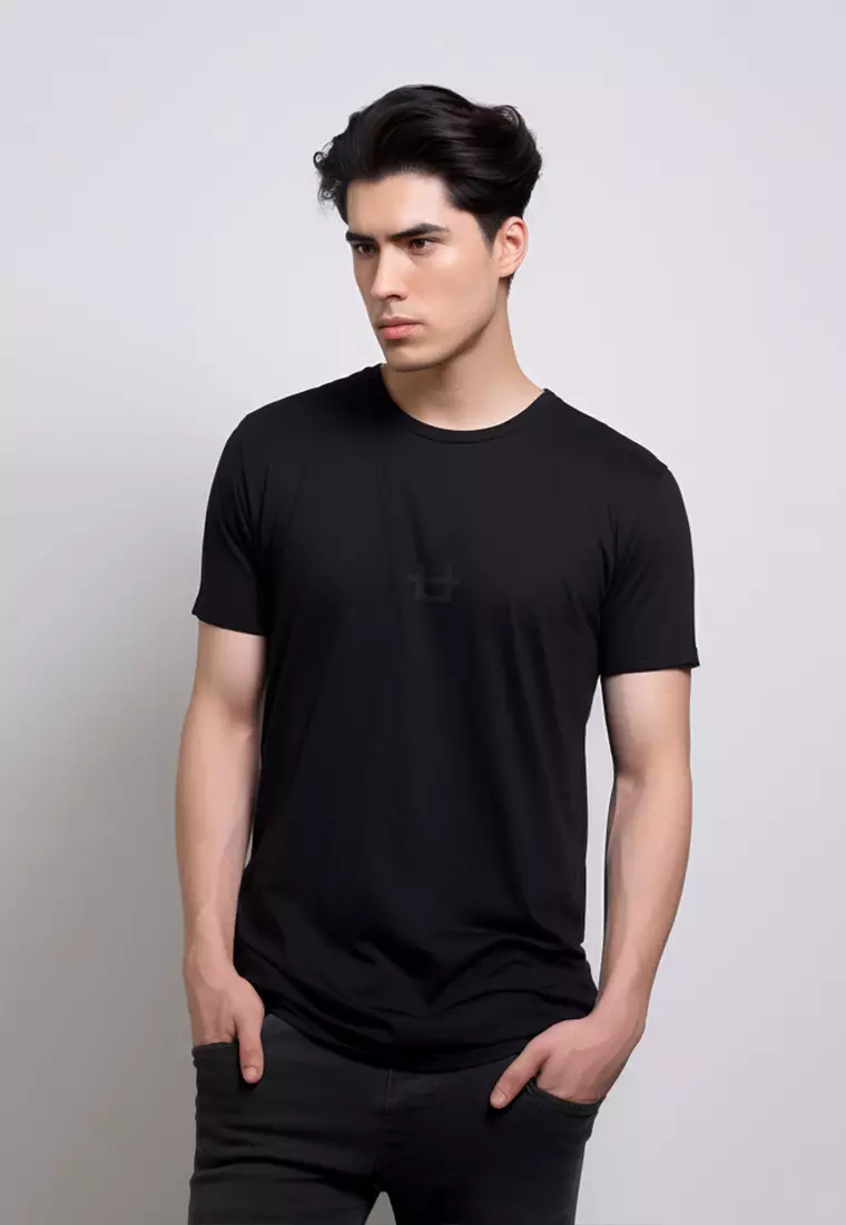 MTI15 Kaos Simple Jepang Distro Pria Logo Icon Bob Hitam