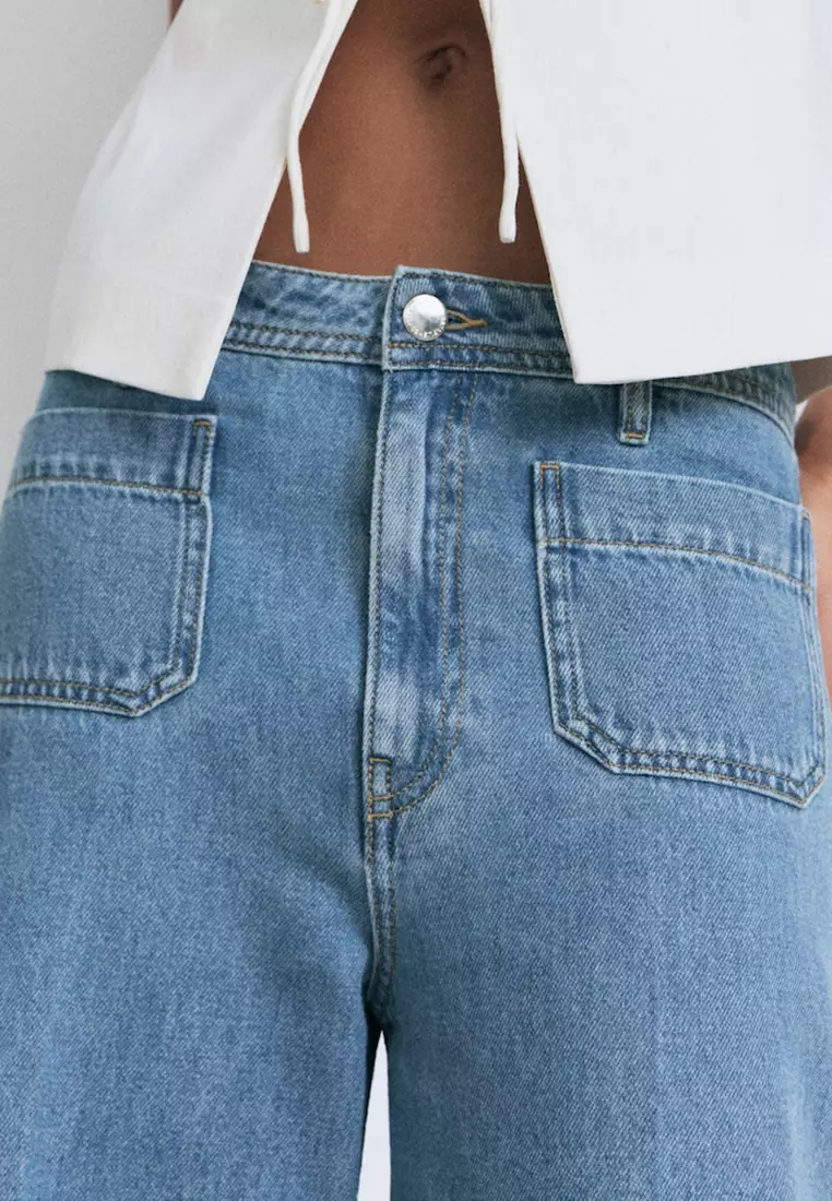 High-Rise Wide Leg Jeans With Pockets