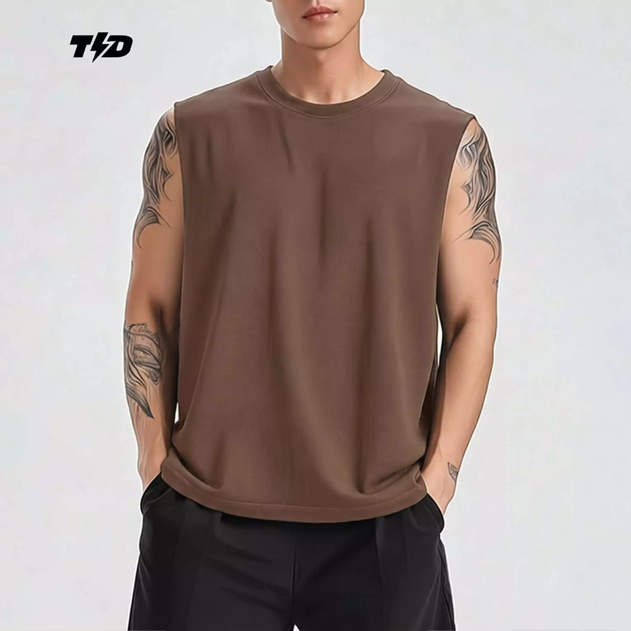 TDACTIVE Kaos Lari Kalcer Kutung Cloud Cotton 24s polos coklat MSB67