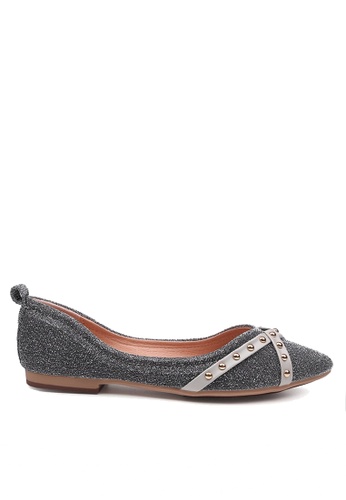 Twenty Eight Shoes grey Comfort Cross Strap and Studded Ballerinas VL90289 22C36SHCA1BC33GS_1