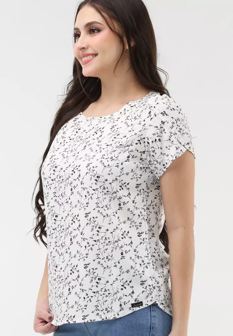 Woven Printed Rayon Short Sleeves Blouse