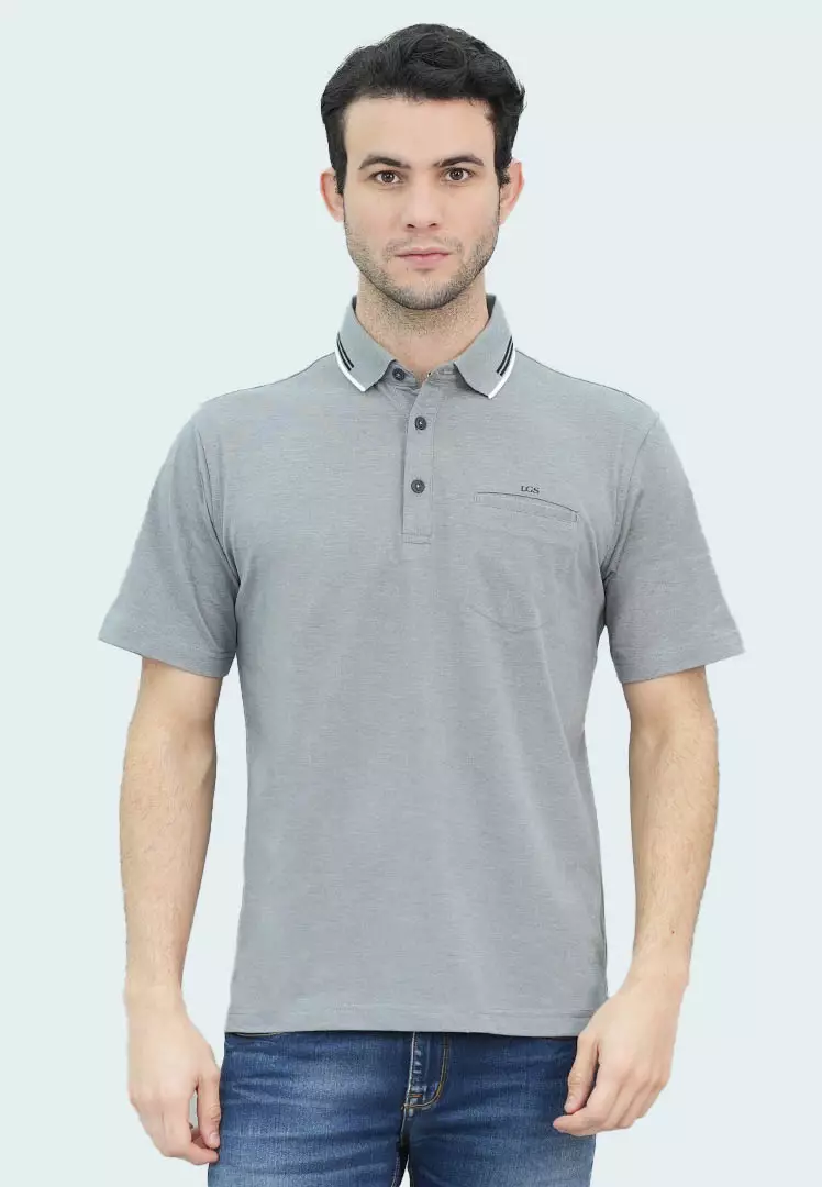 LGS - Kaos Polo Pria - Single Pocket - Katun Premium - Regular Fit - Warna Abu - CWS.225.J3482.39.C