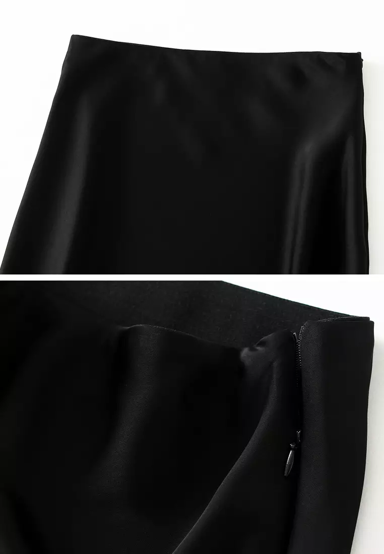 Draped Satin Fishtail Skirt‌ AF9902