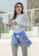 B-Code blue ZYS2058-Lady Quick Drying Running Fitness Yoga Sports Hip Cover -Blue C399DAA2553A1FGS_2