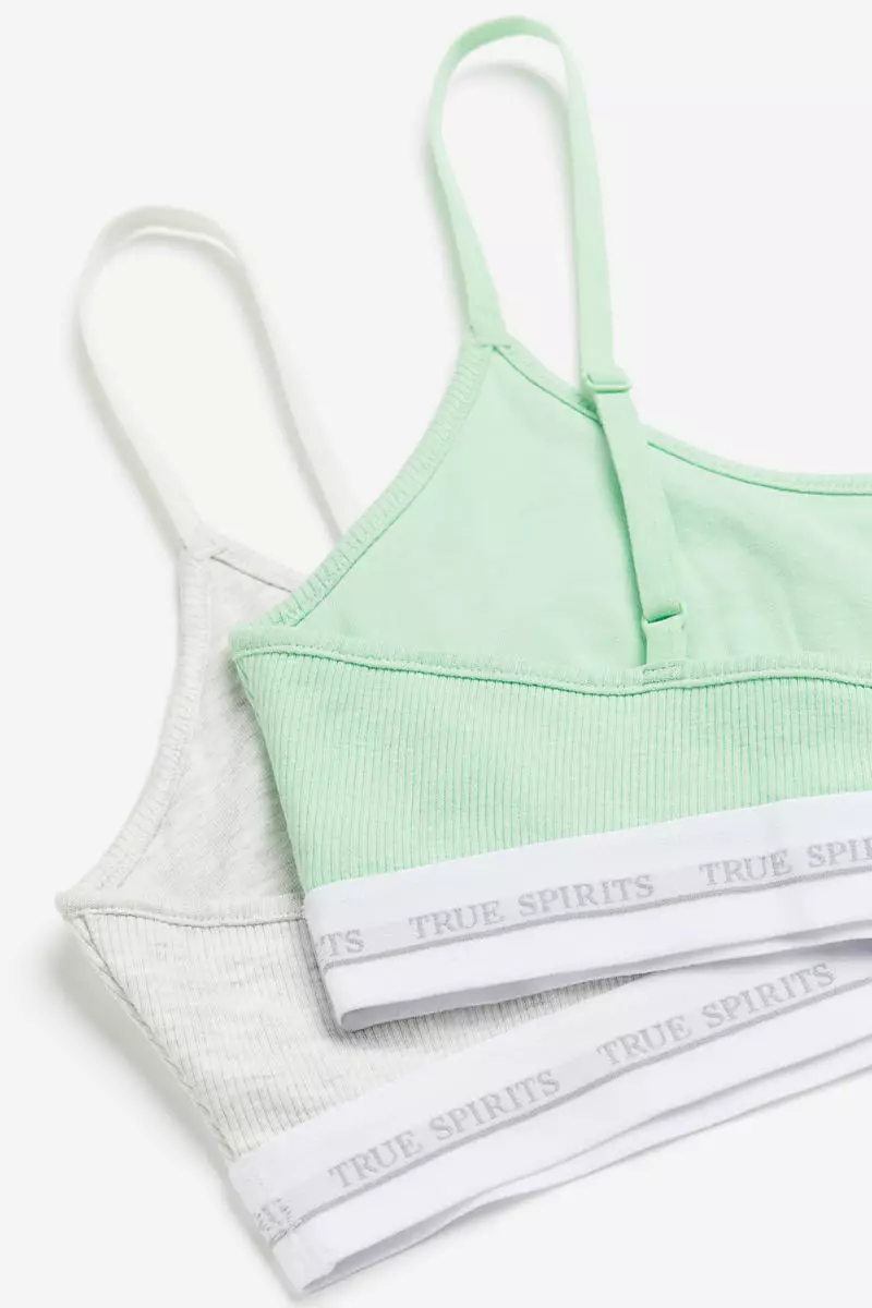 Buy H&M 2-pack non-padded cotton bra tops 2024 Online