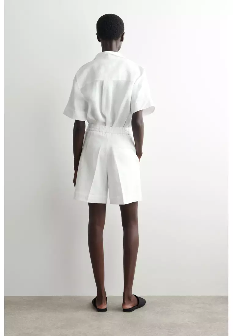TAILORED ELASTICATED LINEN SHORTS