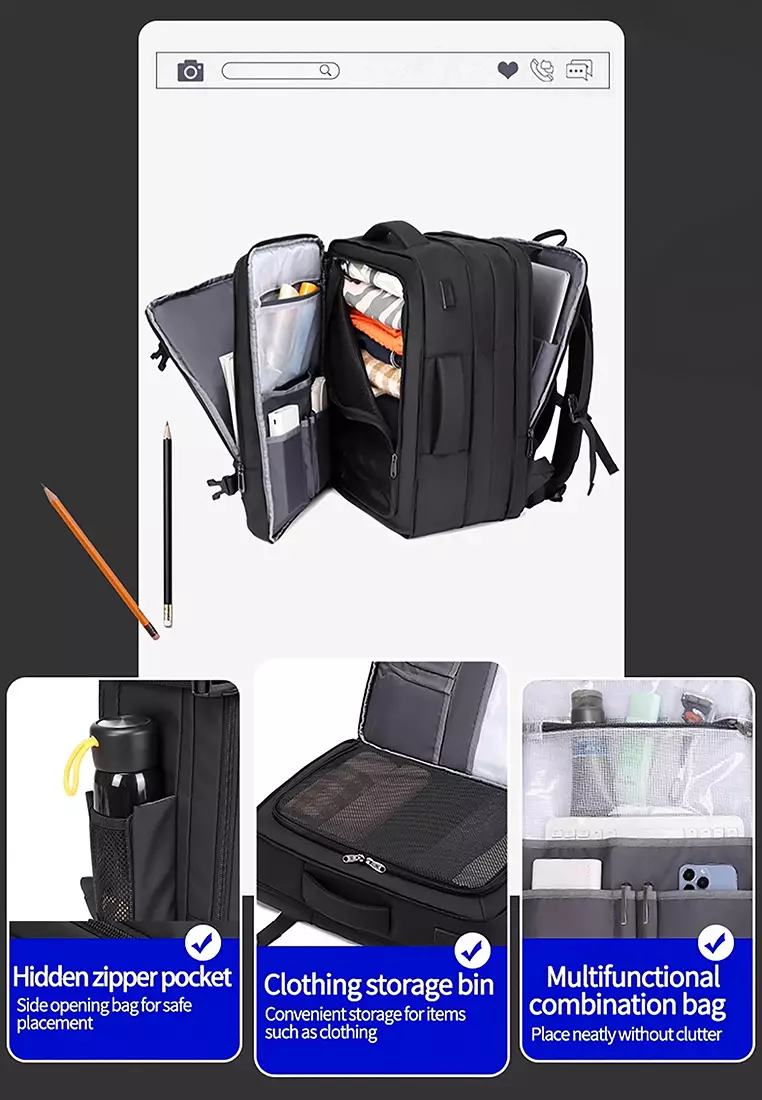 BRUNO CAVALLI Multifunctional EXPANDABLE 18" Travel Backpack with Laptop Compartment
