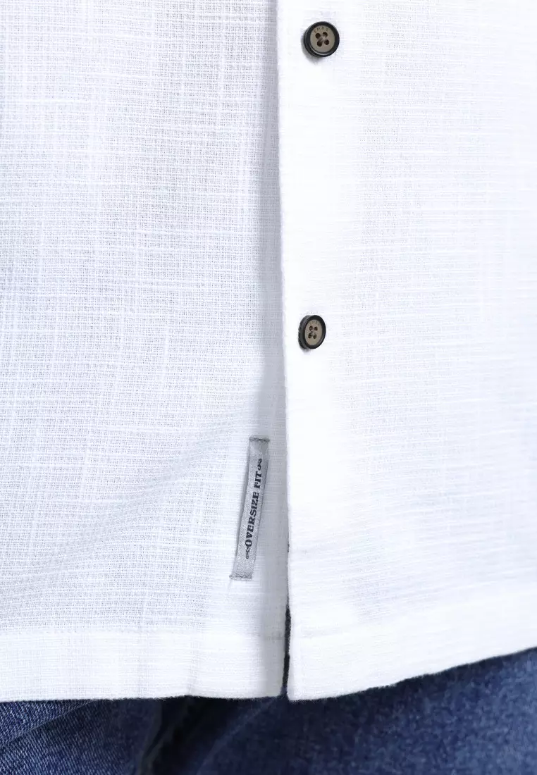 Emba Denim - Aram Two 037 Kemeja Koko Pria Lengan Pendek White