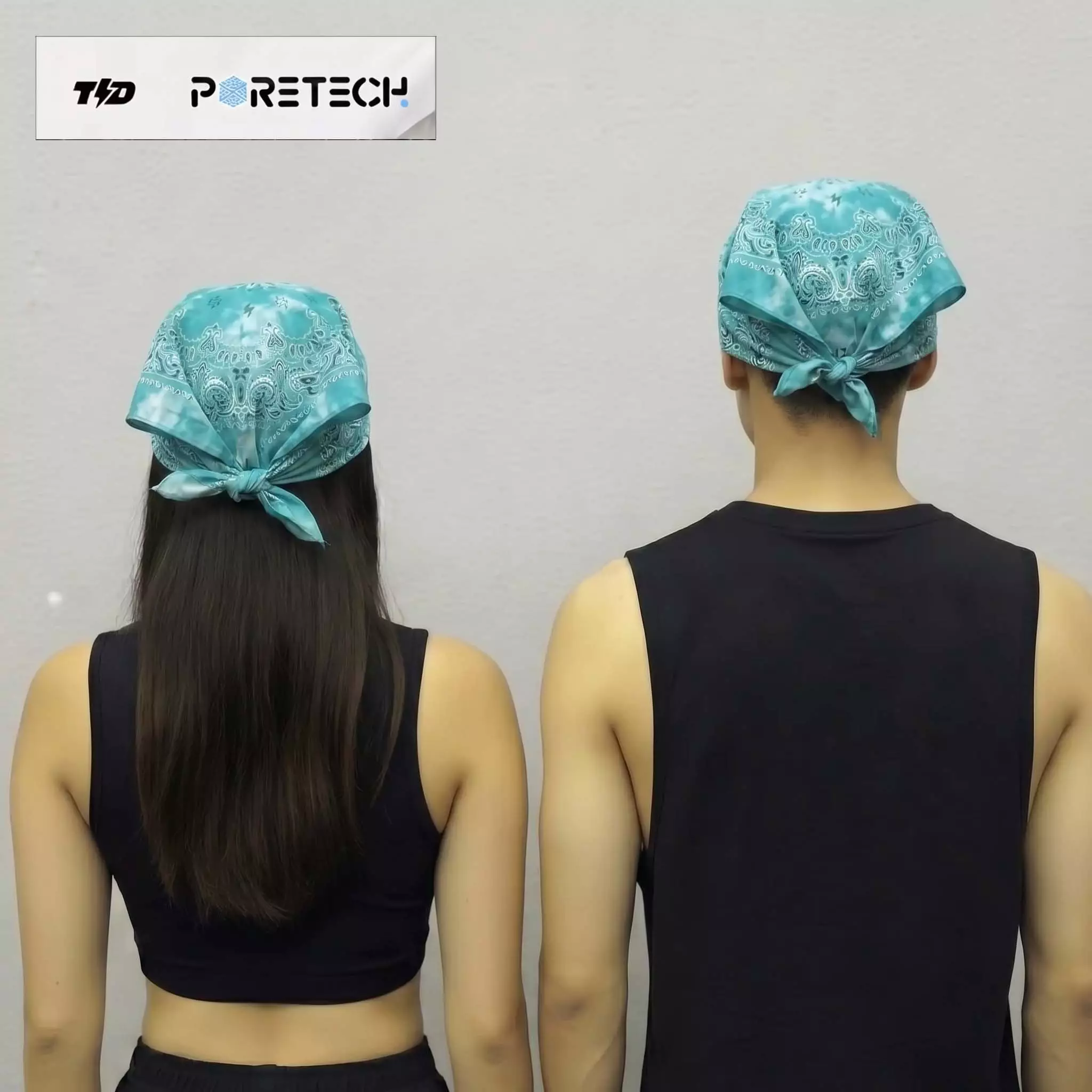 TDACTIVE Bandana Kalcer Lari Turquoise Tie Dye Poretech 52cm x 52cm ABA43