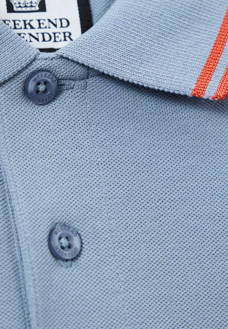 MENS BLUE SHADOW/SUNSET LEVANTO POLO WITH CONTRAST TIPPING