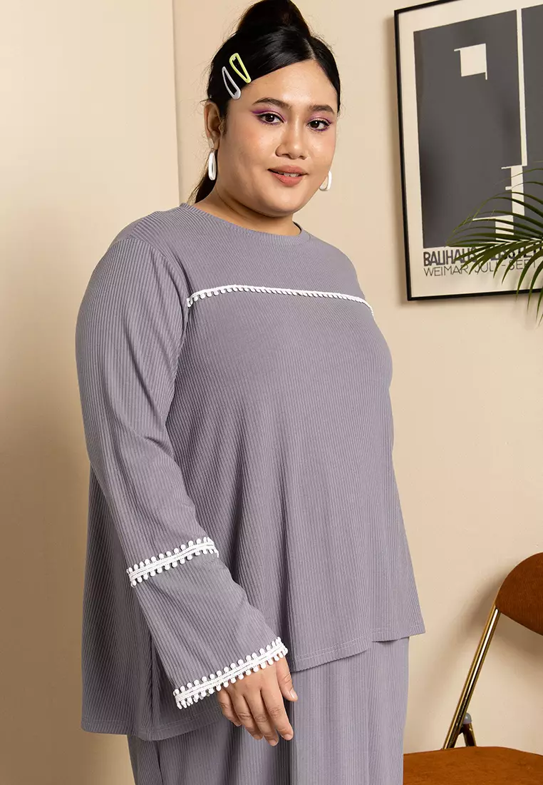 Buy Lubna Plus Size Knit Dahlia Co-Ord Set Online | ZALORA Malaysia