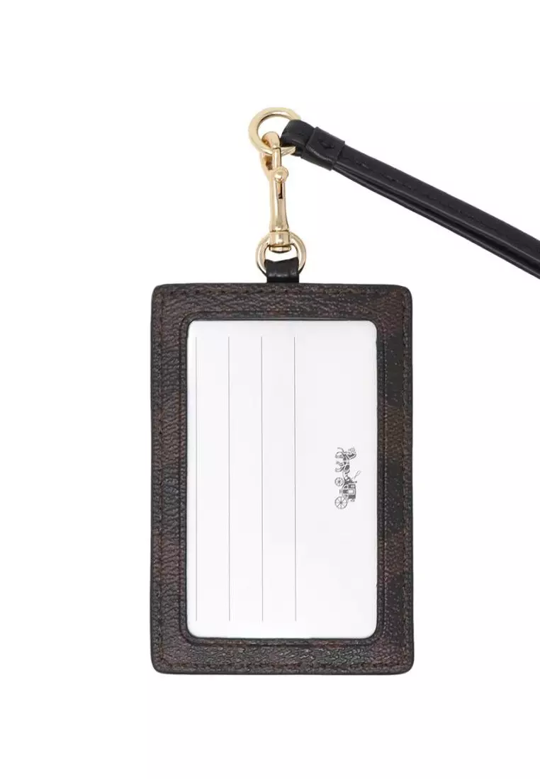 ID Lanyard In Signature Canvas - Dark Brown