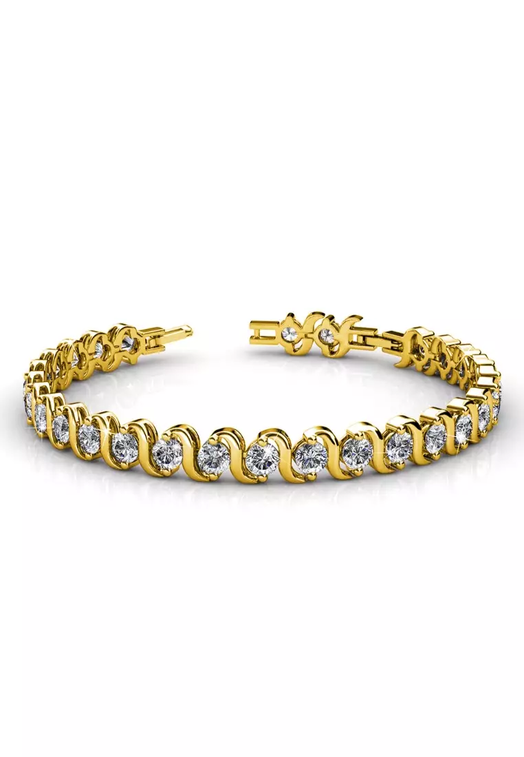Swarovski tennis bracelet yellow gold on sale