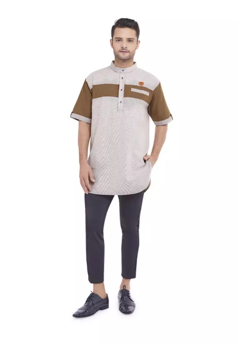 Zayidan Baju Koko Gamis Muslim Pria Nabeel - Cream