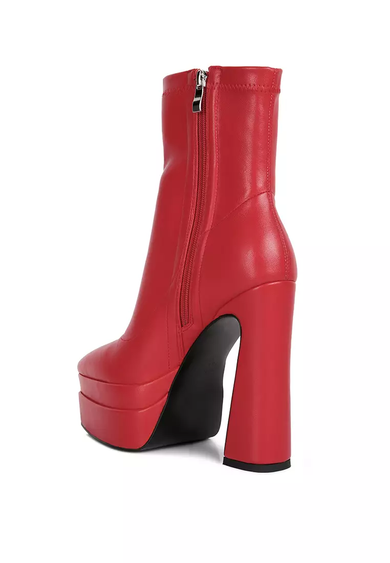 Buy London Rag Red High Platform Ankle Boots 2024 Online ZALORA