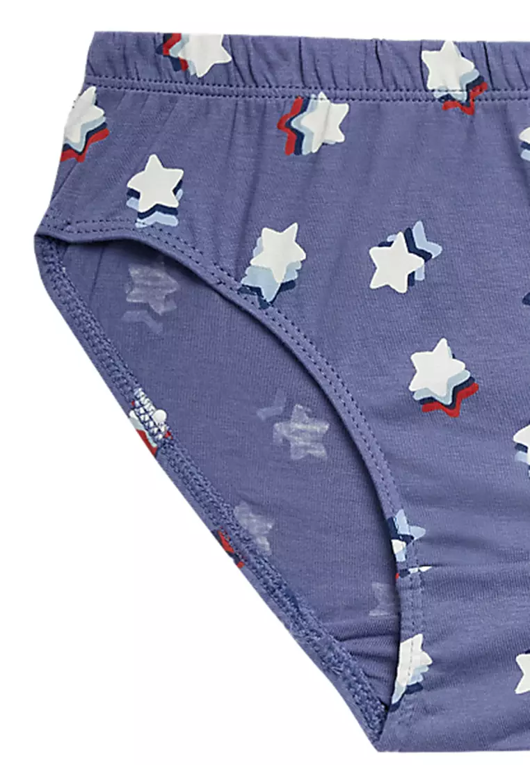 7Pk Pure Cotton Striped Star Briefs