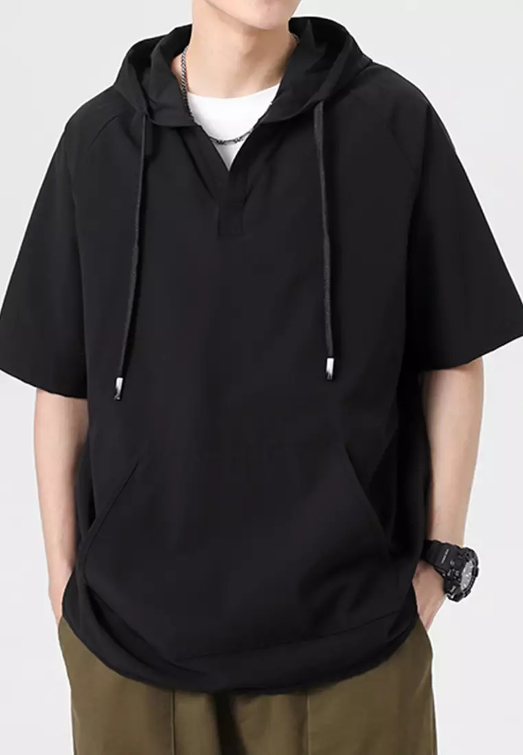 Short sleeve oversized clearance hoodie