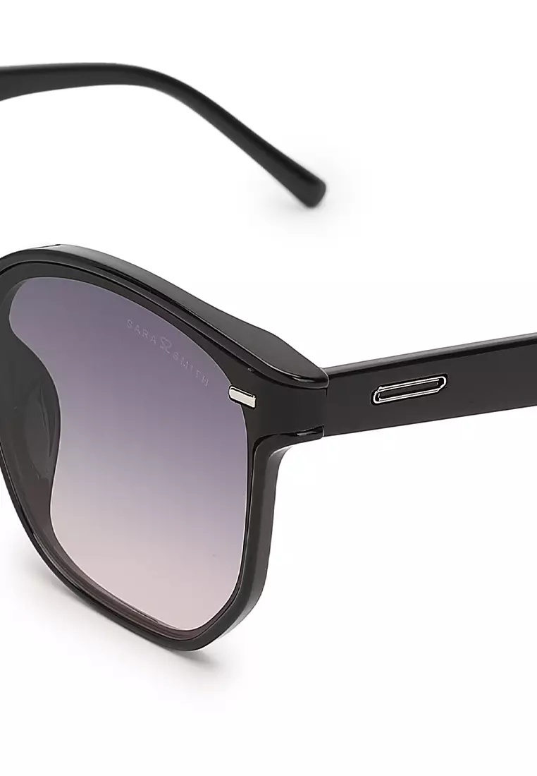 Unisex Fashion Sunglasses - Glossy Black / Grey-Pink