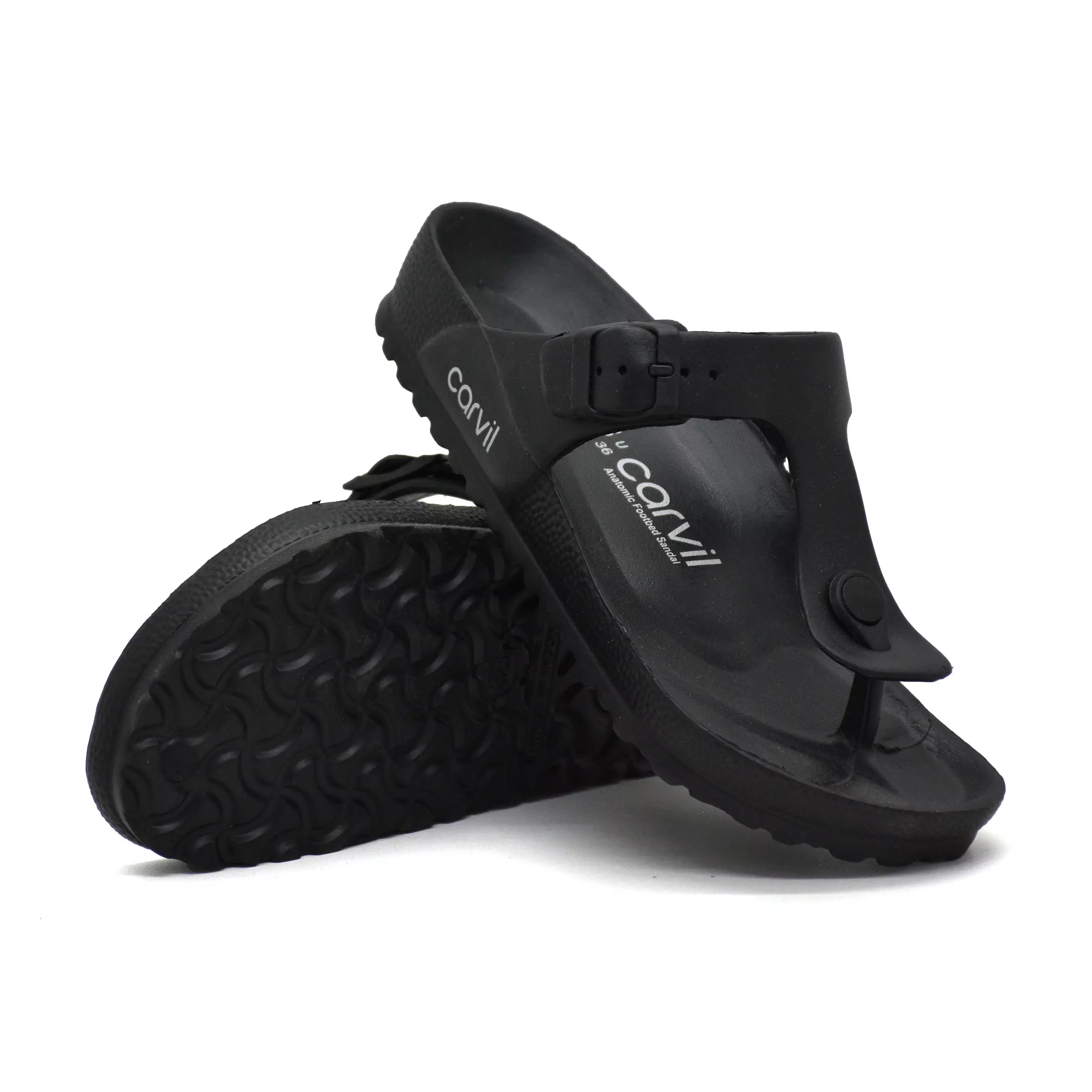 Carvil Sandal Pria Wanita Flash-01 PU Black