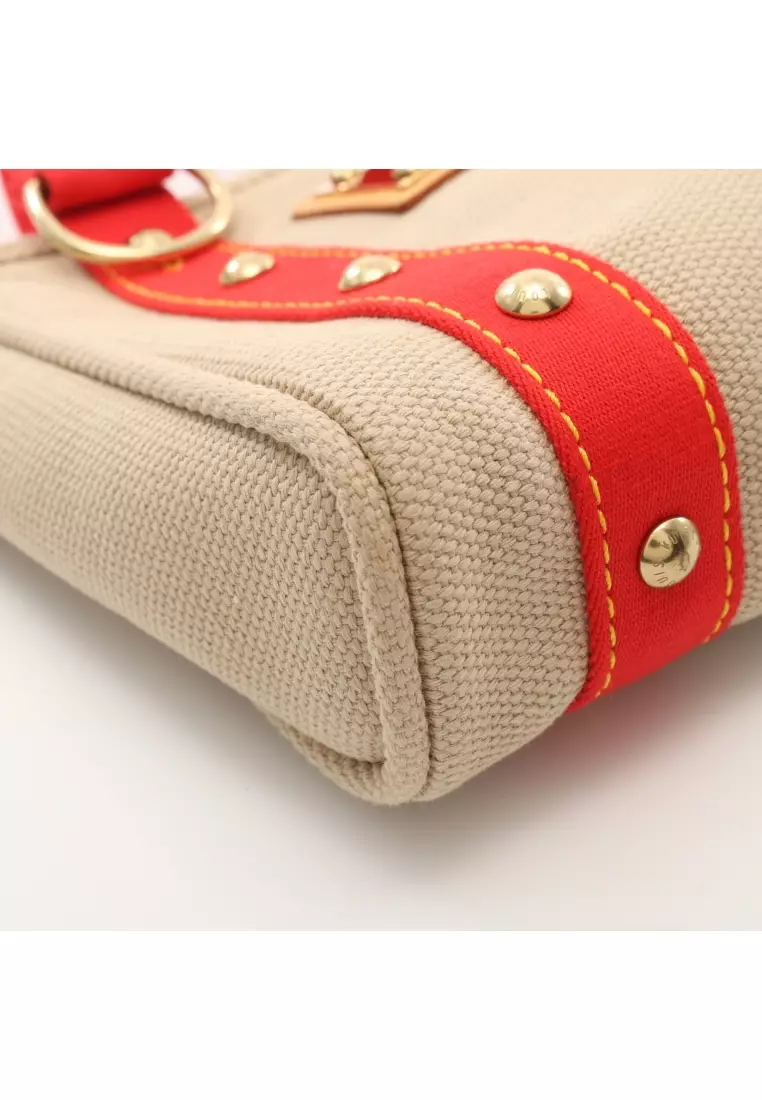 Louis Vuitton Vintage Beige And Red Canvas Antigua Sac Weekend Bag