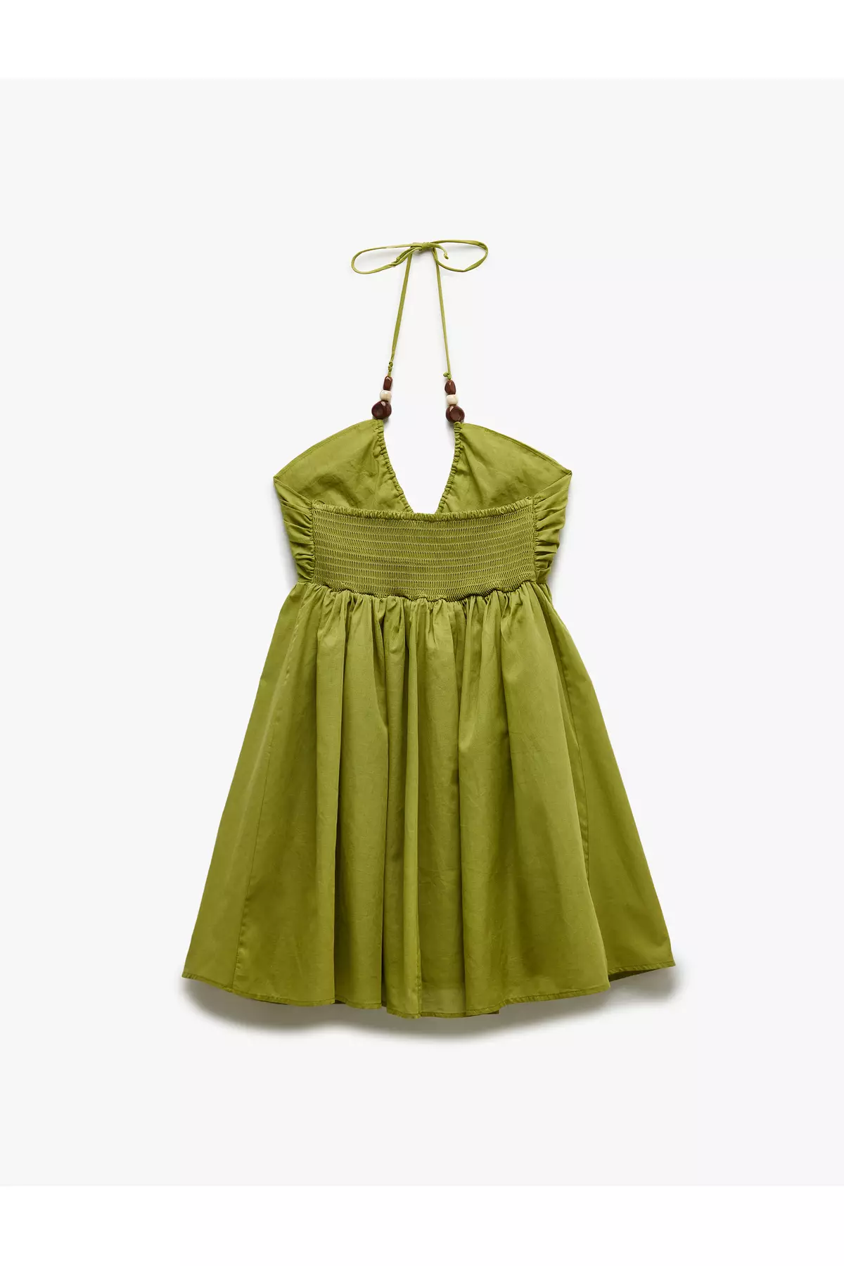 Cotton Beaded Detail Strappy Halter Neck Mini Beach Dress