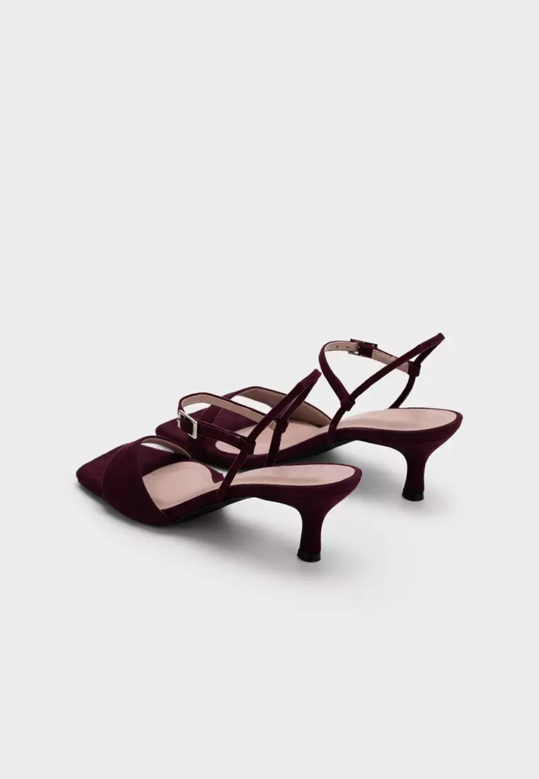 SQUARE TOE STRAPPY KITTEN HEEL SANDAL优雅踝带低跟凉鞋