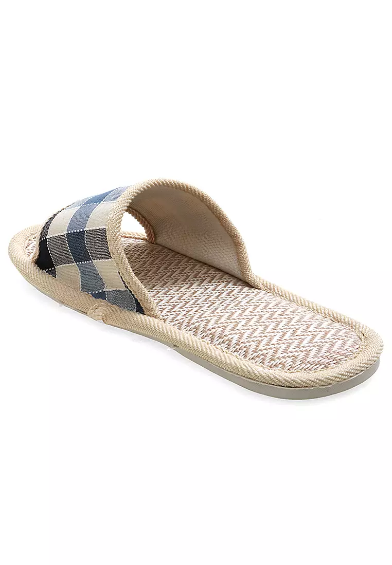 Mians Slippers Sandal Selop Unisex Indoor Colorful Design Material Linen ORIGINAL - Blue