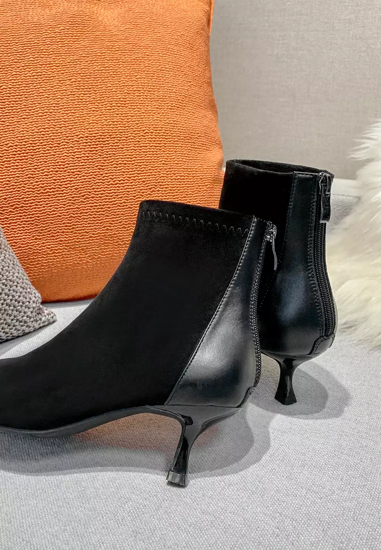 拼色的仿猄布踝靴1902-22