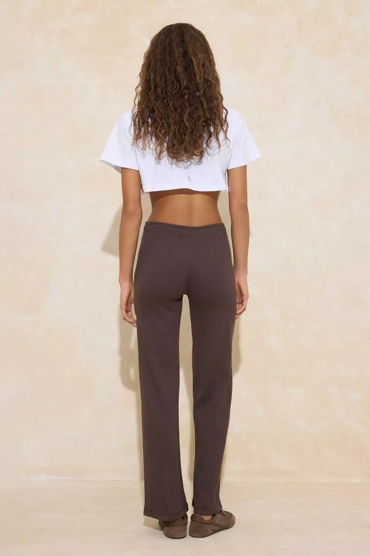 Brown-Navy Blue 2-Pack Flare/ Flared High Waist Knitted Sweatpants Tedaw25Ea1