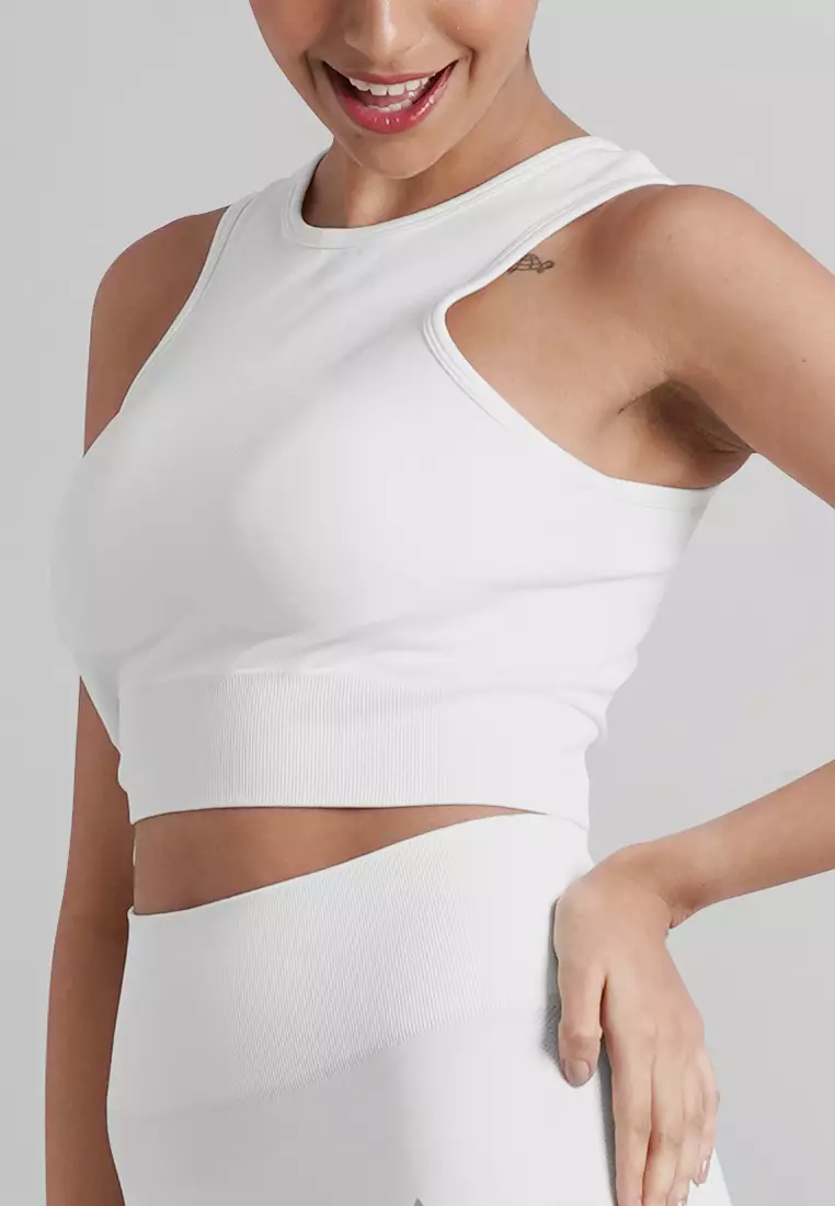 London Collection: Seamless Padded Active Halter Cropped Top