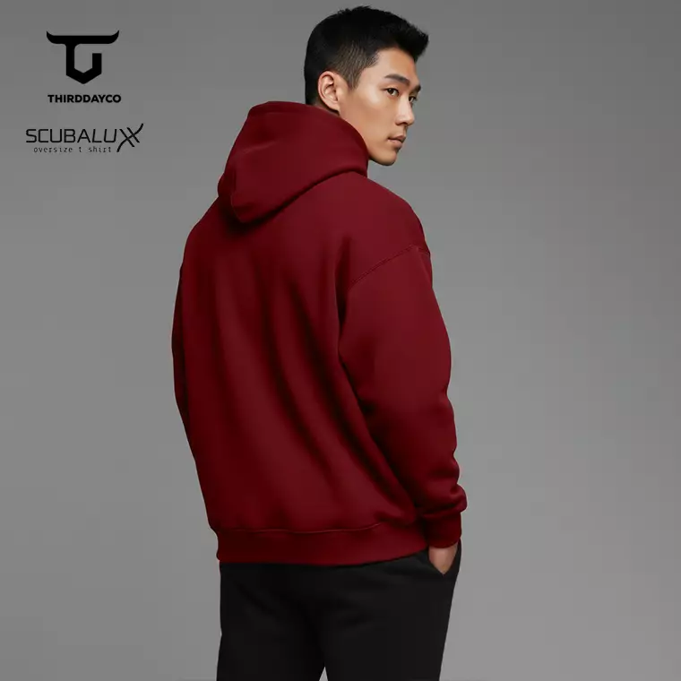 ThirdDay Hoodie Pria Premium ScubaLux Adem polos maroon MOB26