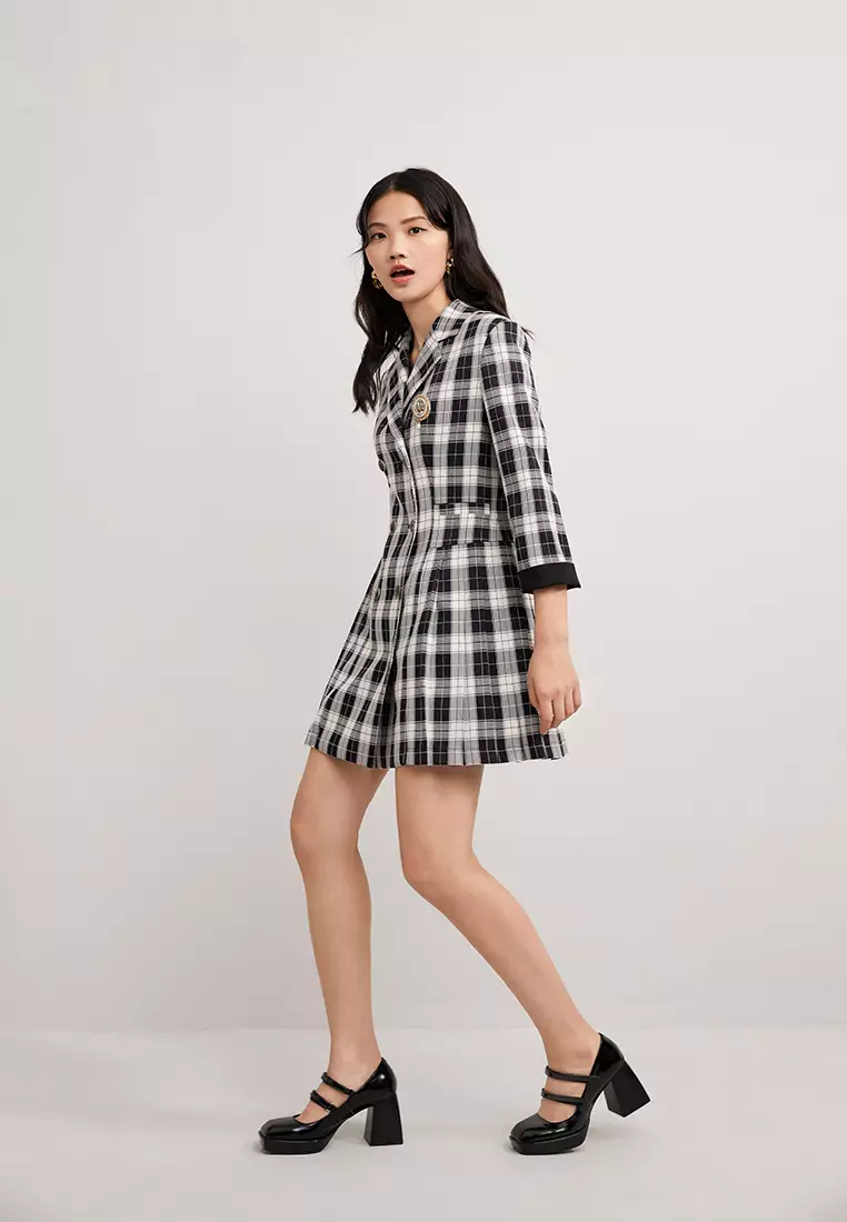 Buy Hopeshow Uniform Style Checkered Mini Dress 2026 Online | ZALORA