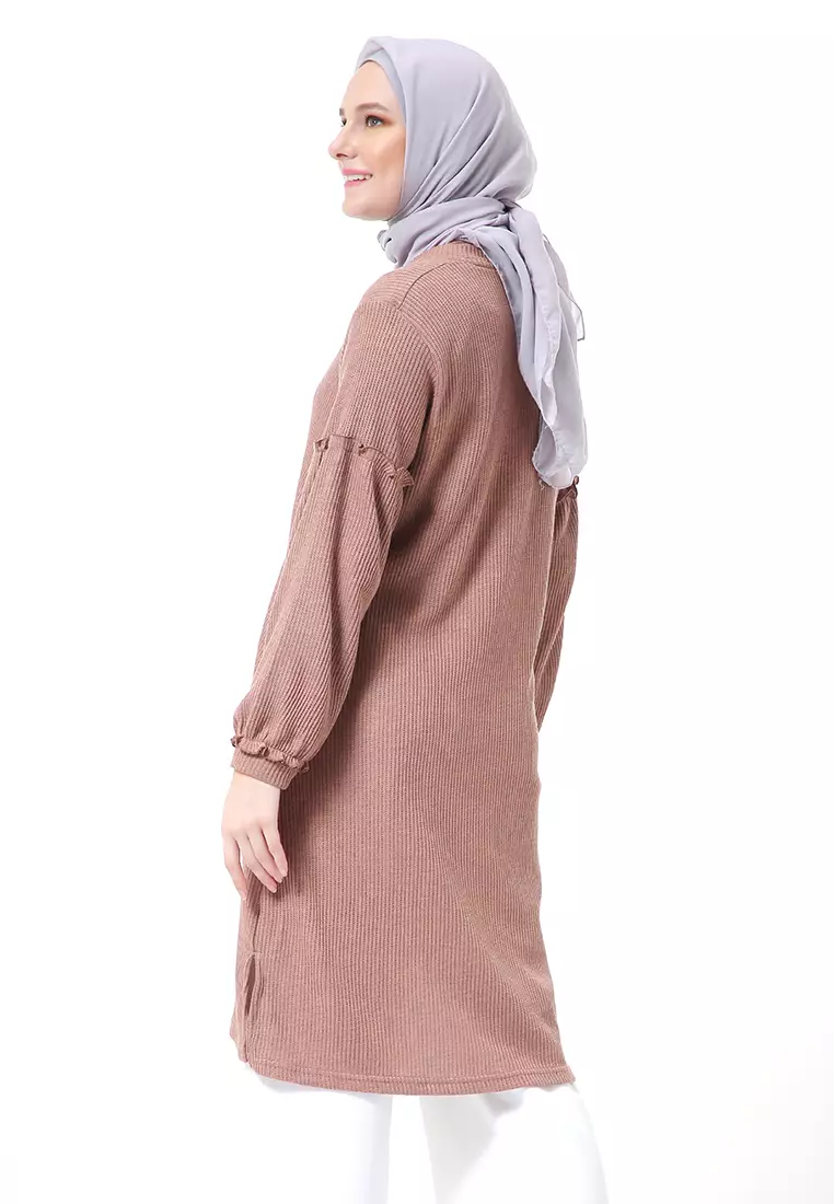 Layvina Tunik Polos Muslimah Lengan Panjang Premium High Quality Fashion - Rose Tan