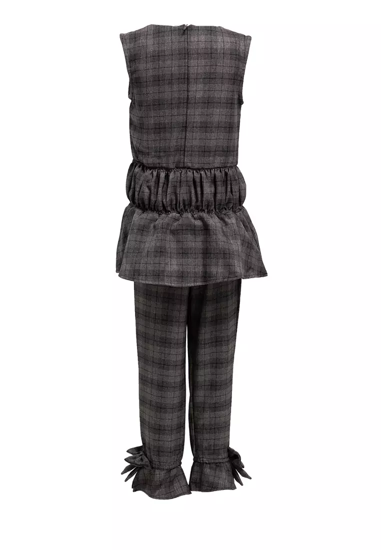 Girl Wrinkle Ruffle Top and Long Pants