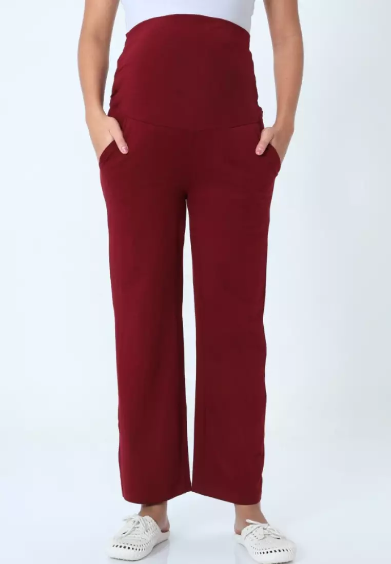 Comfy Maternity Trackpants - Maroon